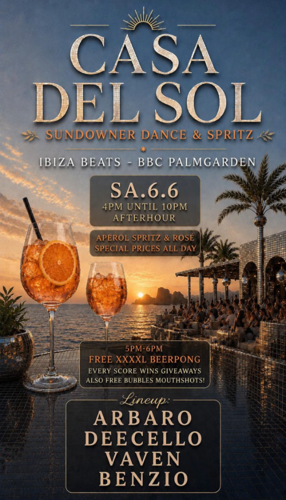 Casa del Sol – Sundowner Dance & Spritz, Sa. 6.6., BBC Palmgarden